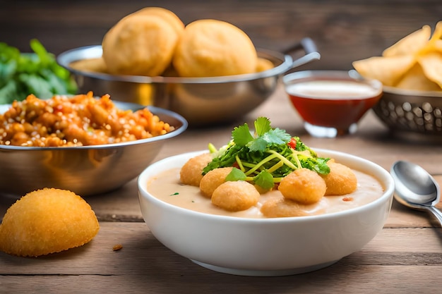 Le groupe de la nourriture de chat de Bombay comprend le golgappa ou le panipuribhelpuri sevpoori dahipuri ragda patti