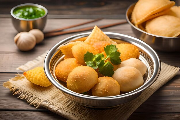 Le groupe de la nourriture de chat de Bombay comprend le golgappa ou le panipuribhelpuri sevpoori dahipuri ragda patti