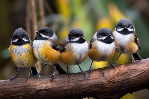 Groupe d'oiseaux Fantail de Nouvelle-Zélande à l'état sauvage