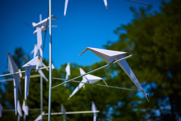 Photo groupe d'oiseaux en papier décoration shallow dof