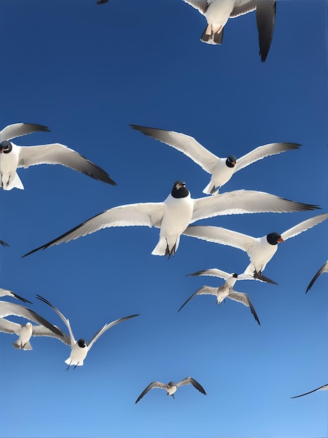 Un groupe d'oiseaux volant ensemble