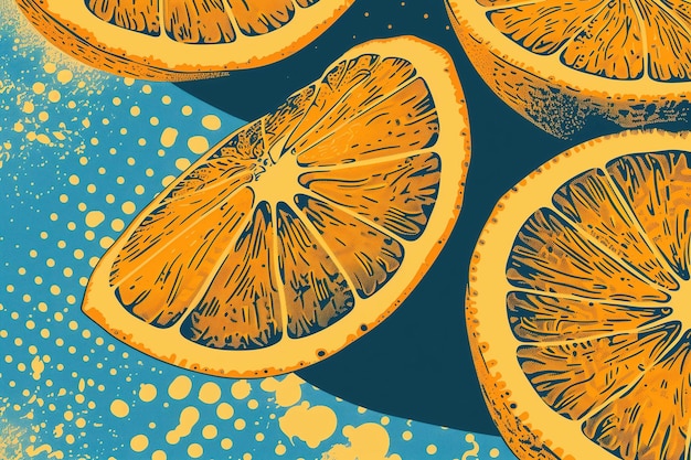Photo un groupe d'oranges assis sur une surface bleue