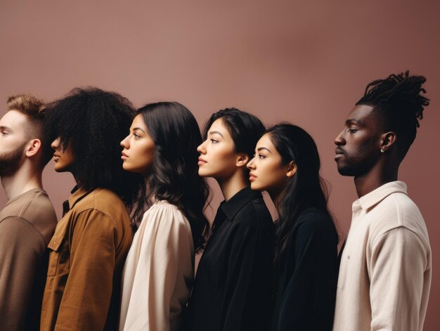 Groupe d'origine ethnique diversifiée de personnes faisant face au même style d'affiche de direction