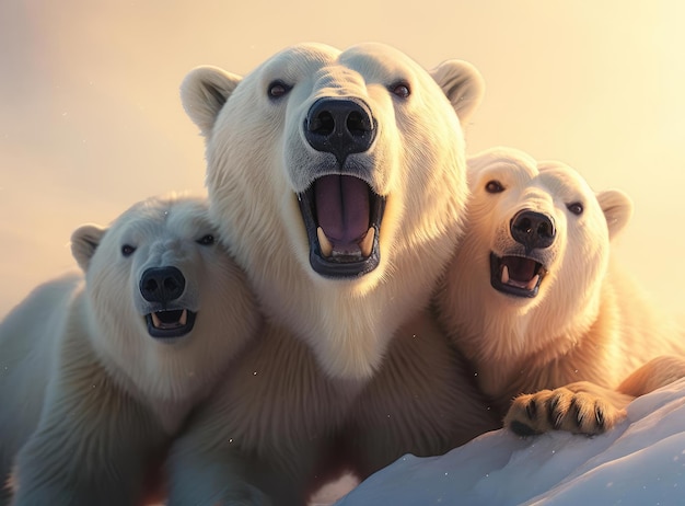 Photo un groupe d'ours polaires