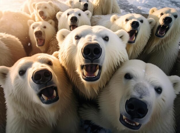 Un groupe d'ours polaires