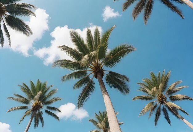 un groupe de palmiers avec un ciel bleu en arrière-plan