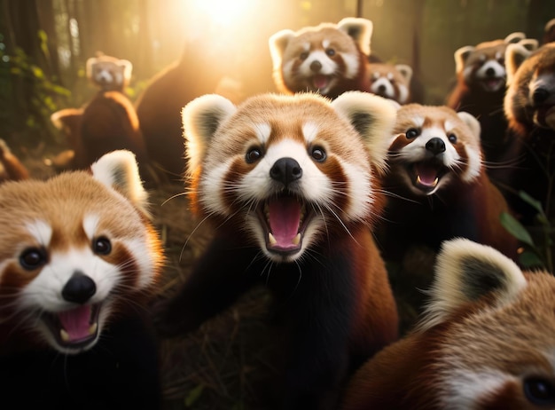 Un groupe de pandas roux