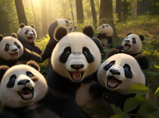 Un groupe de pandas