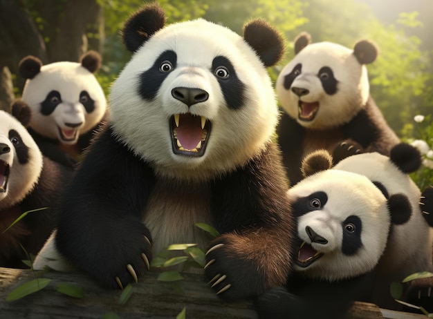 Un groupe de pandas