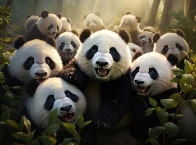 Un groupe de pandas