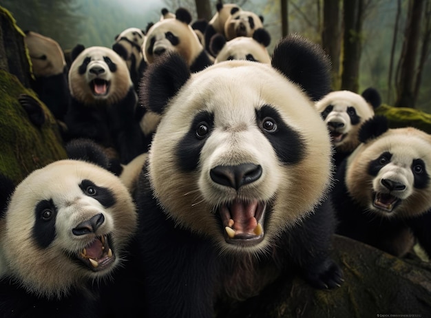 Un groupe de pandas