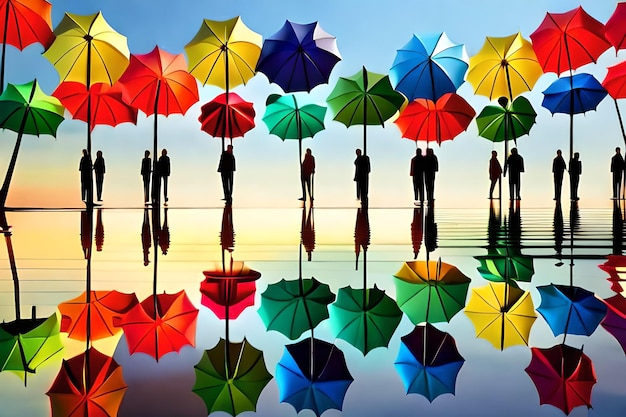 Photo un groupe de parapluies avec le mot « all » en bas.