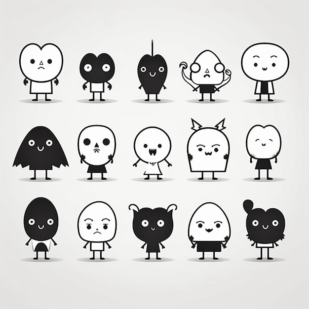 un groupe de personnages de dessins animés avec différentes expressions génératives ai
