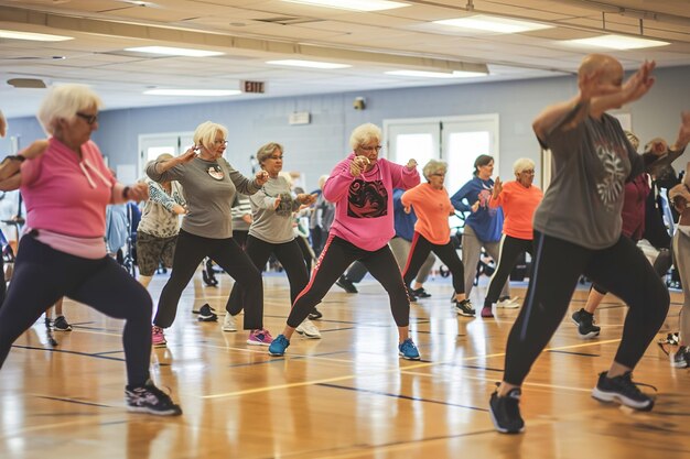 Un groupe de personnes âgées participant à un cours de remise en forme