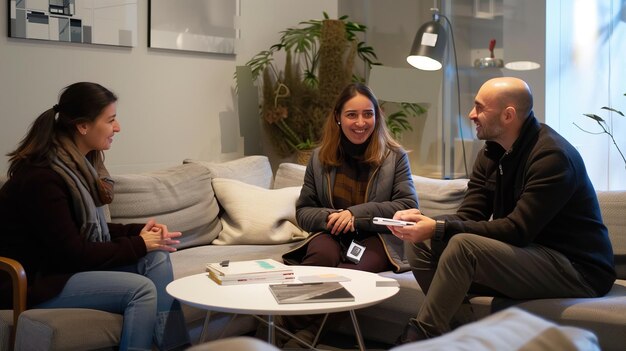 Un groupe de personnes assises dans un salon moderne