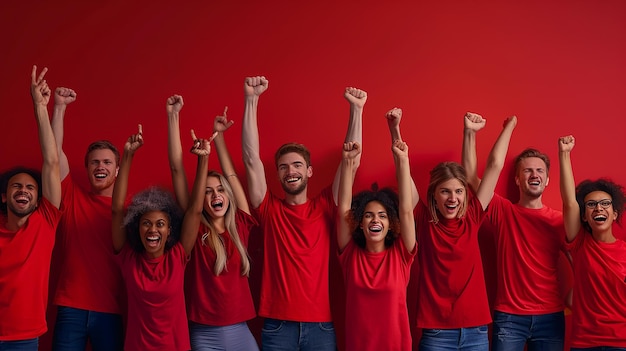 un groupe de personnes avec les bras en l'air avec les mots " im a "