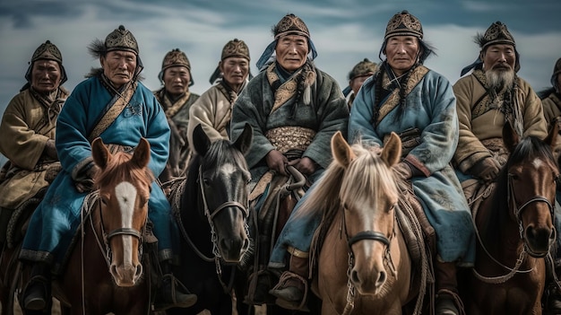 Un groupe de personnes à cheval avec le mot non sur le devant.