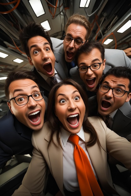 Photo un groupe de personnes en costume et cravate posant pour une photo ai générative