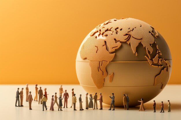 Un groupe de personnes debout autour d'un globe généré par l'IA