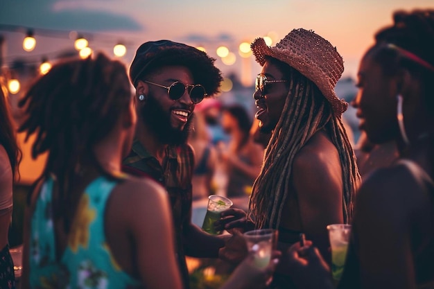 un groupe de personnes debout les unes à côté des autres lors d'une fête