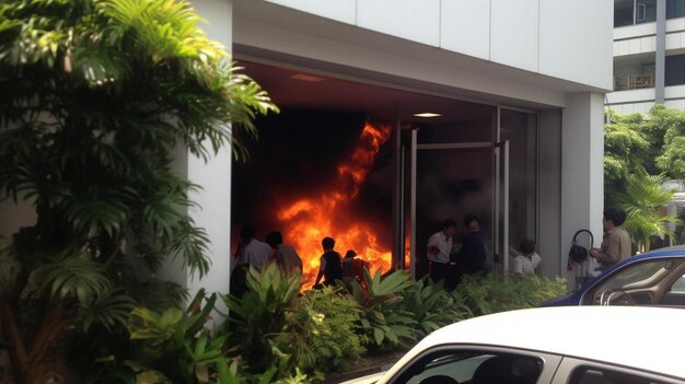 Photo un groupe de personnes debout devant un feu