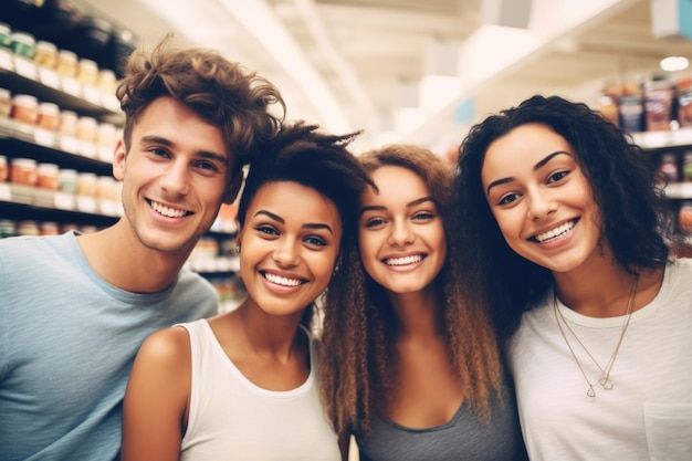 groupe de personnes expression heureuse dans un super marché généré par ai