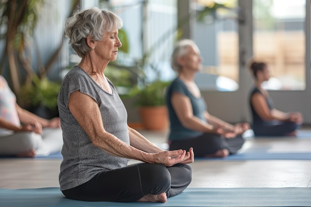 Un groupe de personnes faisant du yoga dans une pièce