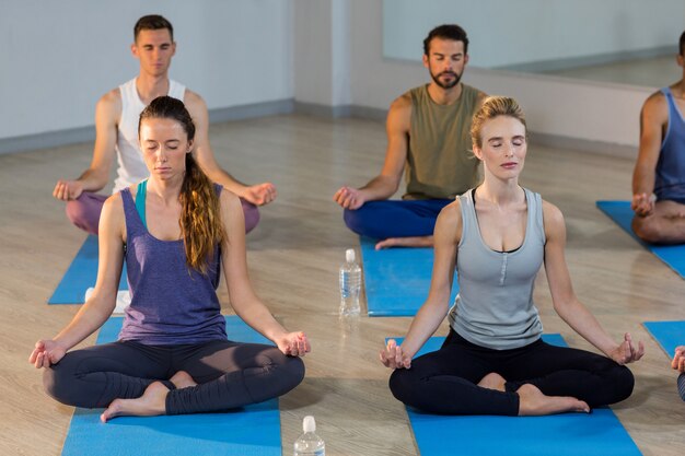 Groupe de personnes faisant du yoga