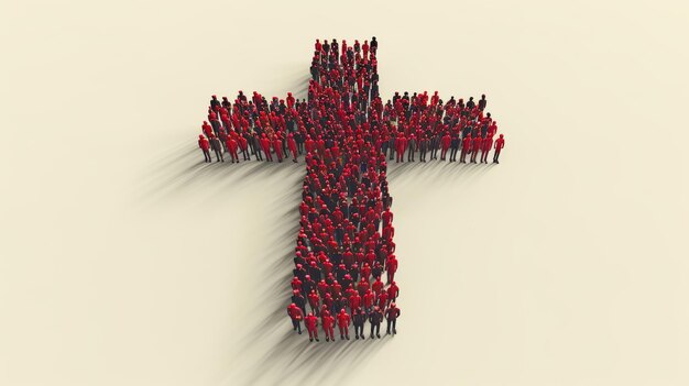Photo groupe de personnes en forme de croix symbole chrétien arrière-plan catholique symbole religieux illustration moderne