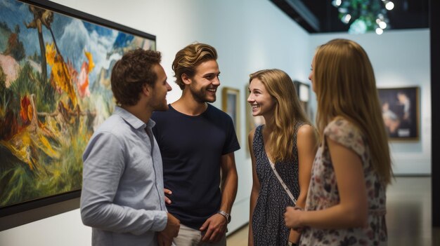 Photo un groupe de personnes lors d'une exposition à la galerie