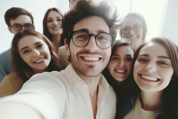 Un groupe de personnes avec des lunettes et une chemise blanche