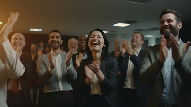 un groupe de personnes avec le mot " heureux " sur le dos.