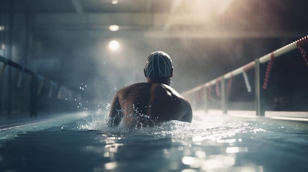 Groupe de personnes nageant dans la piscine Generative AiAthlète nageant dans la piscine Generative Ai Generative Ai