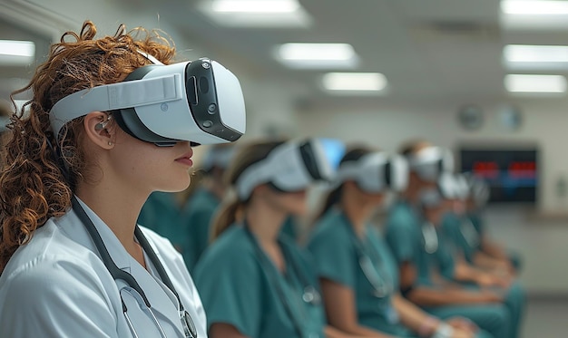 Photo un groupe de personnes portant un casque de réalité virtuelle avec les mots virtuel en bas