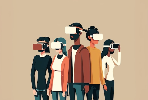 Un groupe de personnes portant des casques de réalité virtuelle Generative ai