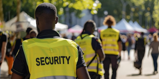 Photo un groupe de personnes portant des vestes jaunes et des gilets marchent dans une rue