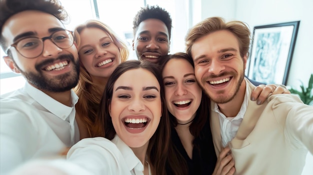 Groupe de personnes prenant un selfie ensemble