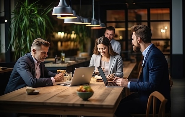 Un groupe de personnes réunies autour d'une table en bois pour une réunion ou une discussion