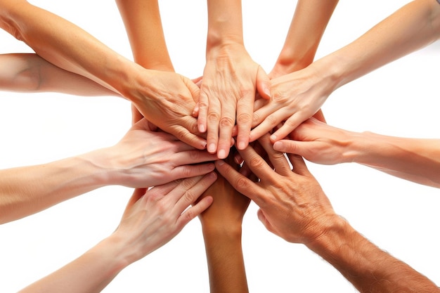 Un groupe de personnes se joignent les mains