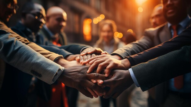 Photo un groupe de personnes se tenant par la main