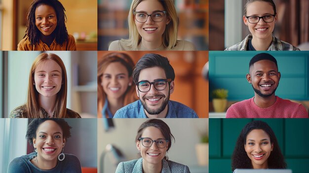 Un groupe de personnes souriantes face à la