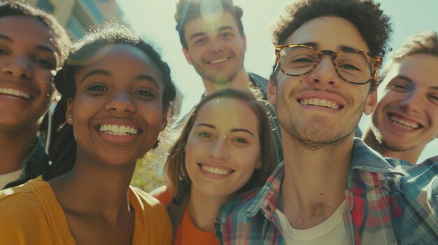 Photo un groupe de personnes souriantes et posant pour une photo