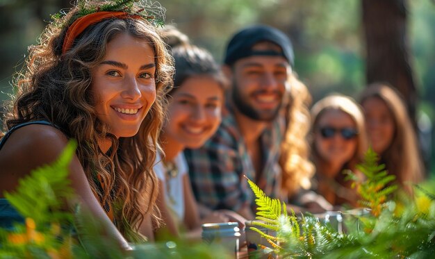 un groupe de personnes sourient et sourient pour une photo d'elles