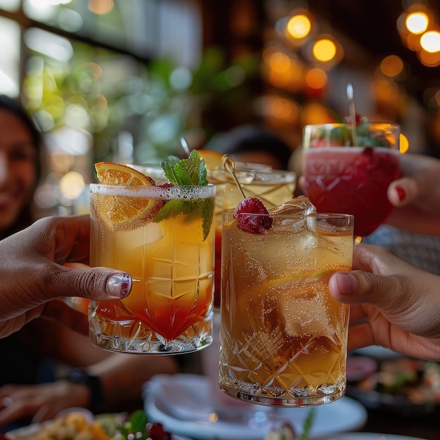 Photo un groupe de personnes tient des verres de boissons dont une margarita