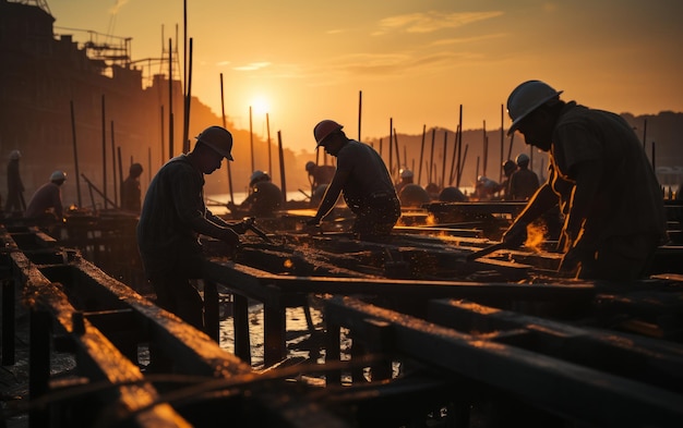 Un groupe de personnes travaillant sur le toit du chantier AI générative