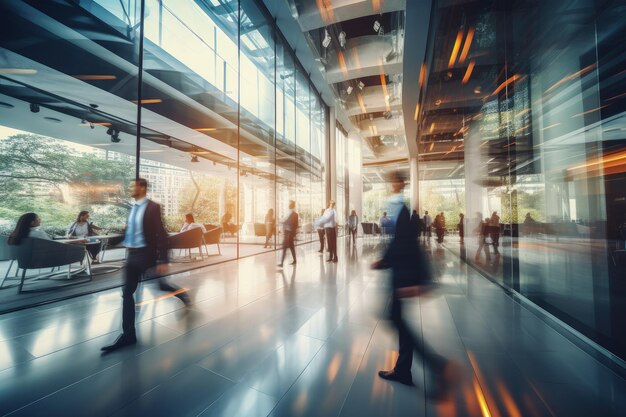 Un groupe de personnes traversant un hall