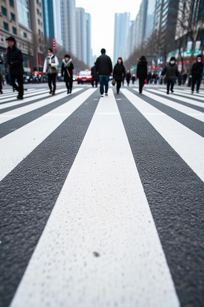 un groupe de personnes traversant une rue