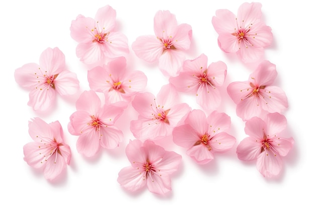 Un groupe de pétales de cerises roses délicats