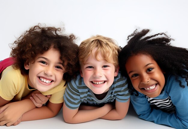 Photo groupe de photos d'enfants heureux, équipe d'enfants avec de jolis sourires.