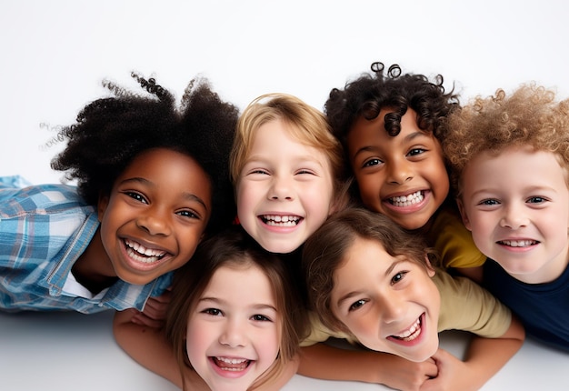 Photo groupe de photos d'enfants heureux, équipe d'enfants avec de jolis sourires.